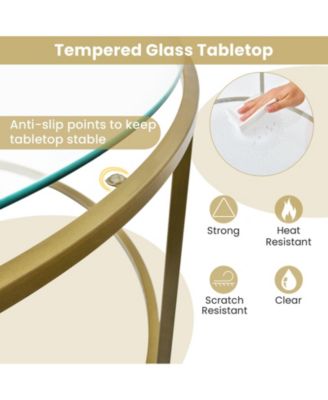 36 Inch Round Table with Tempered Glass Tabletop
