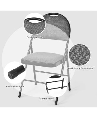 Set of 6 Folding Fabric Upholstered Metal Chairs