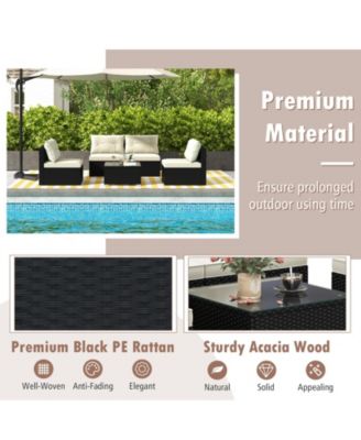 5 Pieces Outdoor Patio Furniture Set with Cushions and Table