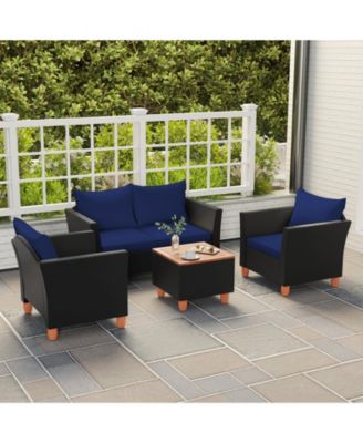 4 Pieces Outdoor Conversation Set with Storage Table