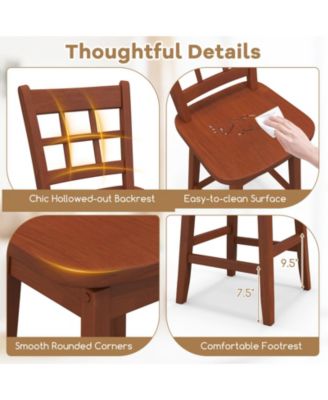 Counter Height Barstools Set of 2 with 6-Grid Hollow Back and Seat