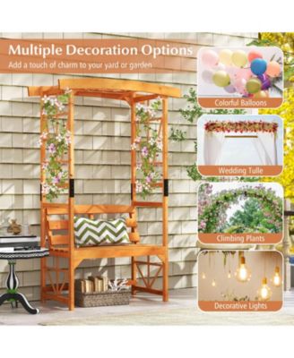 6.2 Feet Tall Patio Garden Arbor with Pergola and 2-Seat Bench for Garden Lawn Backyard Decoration