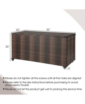 96 Gallon PE Wicker Outdoor Storage Box with 4 Wheels