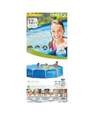 12' x 30" Metal Frame Above Ground Swimming Pool with Filter and Cover