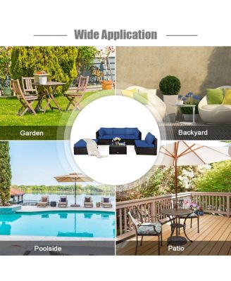 6 Pieces Outdoor Patio Rattan Sectional Sofa Set with Table