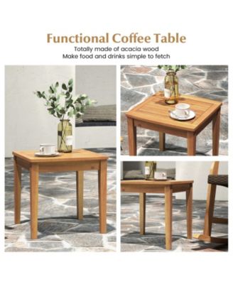 3 Pieces Acacia Wood Patio Rocking Chair Set with Side Table