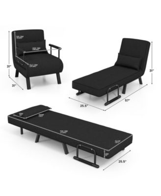 Folding 6 Position Convertible Sleeper Bed Armchair Lounge Couch with Pillow