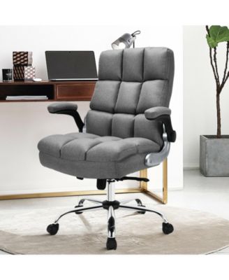 Adjustable Swivel Office Chair with High Back and Flip-up Arm