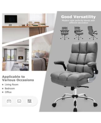 Adjustable Swivel Office Chair with High Back and Flip-up Arm