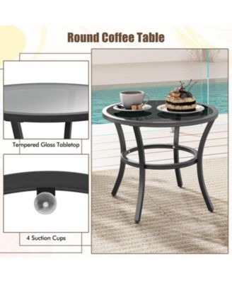 4 Piece Outdoor Furniture Set with Glass Topped Table