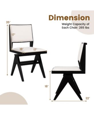 Swivel Wooden Dining Chair Set of 2 with Rubber Wood Frame and Padded Seat