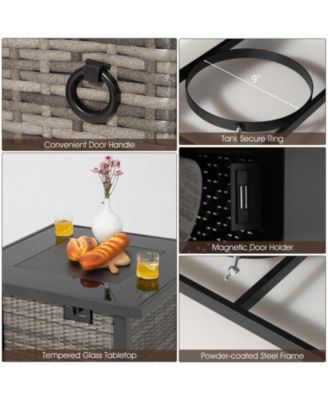 Outdoor 9 Pieces Patio Furniture Set with 50 000 BTU Propane Fire Pit Table