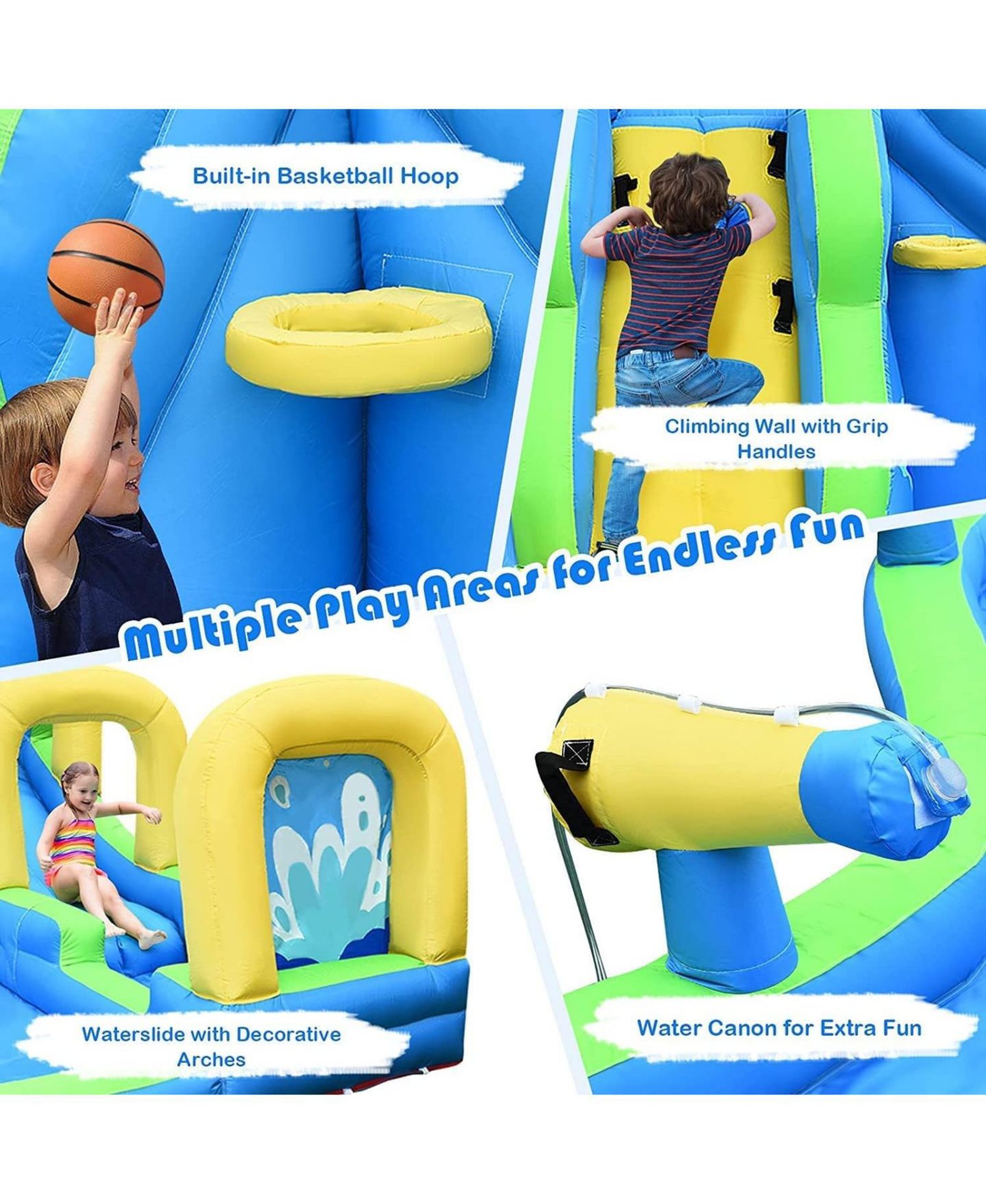 Детская игрушка GOUUN Inflatable Water Bounce House with Water Slide, Splash Pool & 735W Blower, Ages 4+ — фото 7