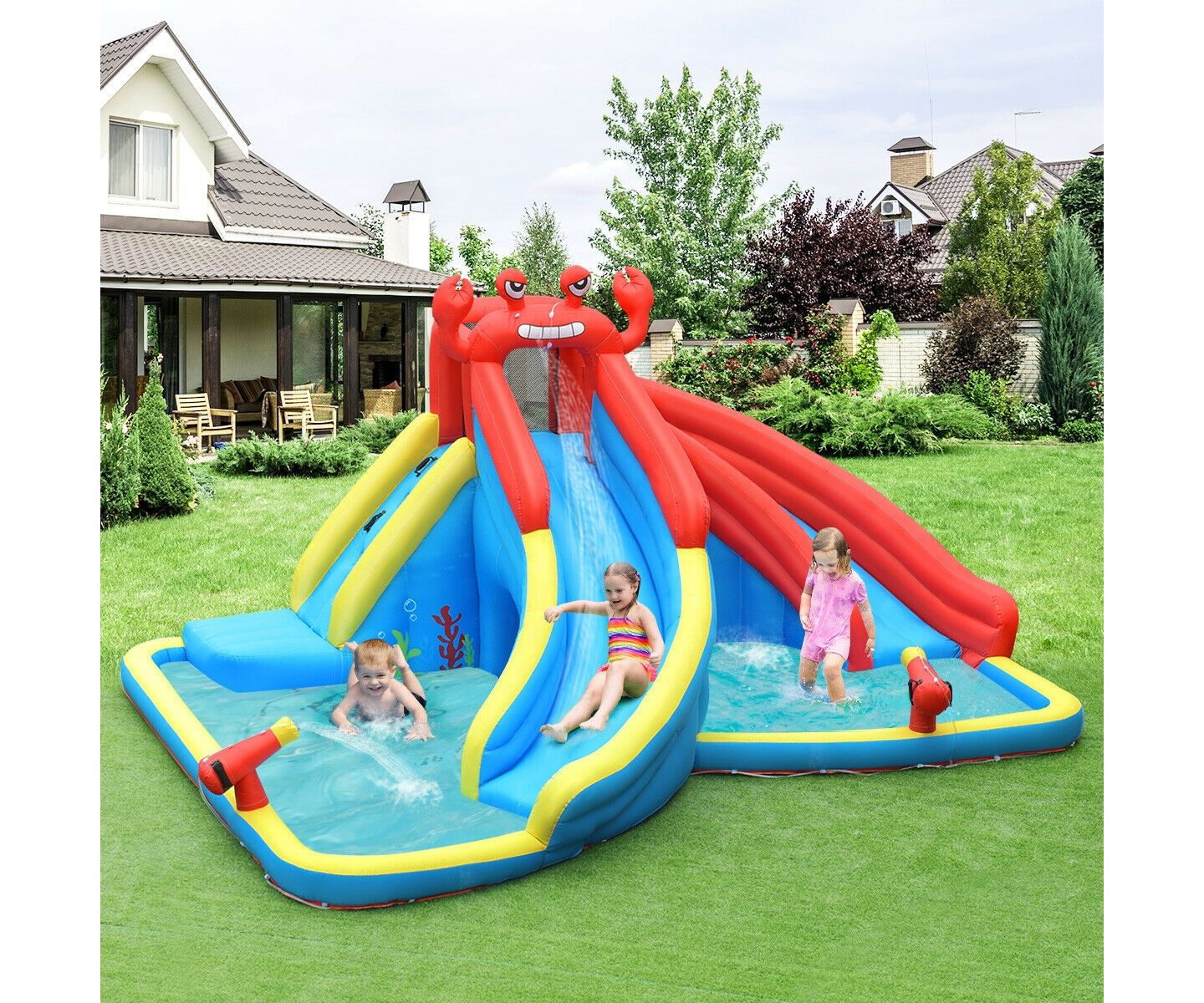 Детская игрушка GOUUN Inflatable Water Slide Bounce House with Water Cannon and Blower — фото 1