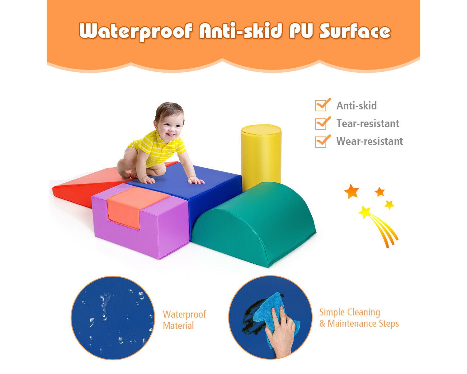 6-Piece Soft Foam Building Blocks Climb Crawl Set for Toddlers Indoor