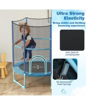 60 Inch Trampoline with Gymnastic Bar and Rings for Kids