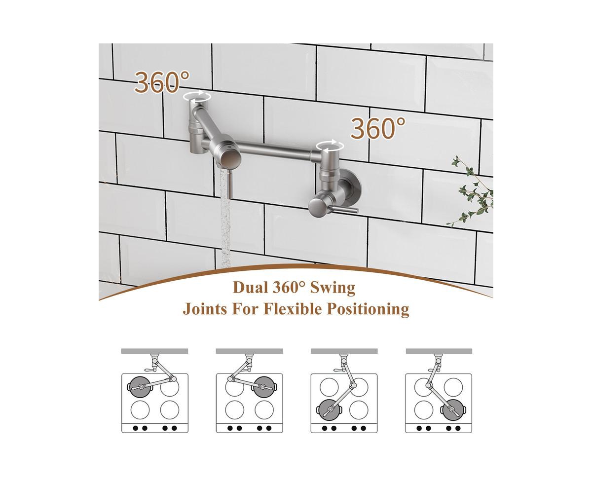 Casainc Contemporary Wall Mount Swing Arm Folding Pot Filler Kitchen Faucet -pastel grey