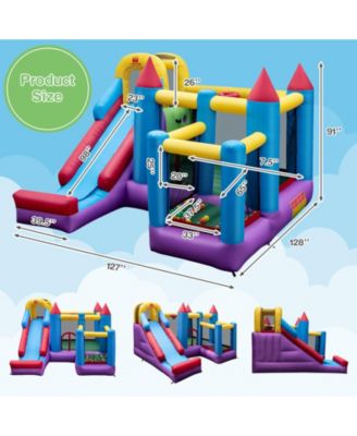 5-in-1 Inflatable Bounce House with 735W Blower and 50 Ocean Balls