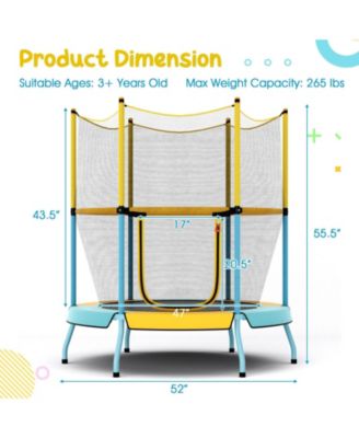 48 Inch Toddler Trampoline with Safety Enclosure Net