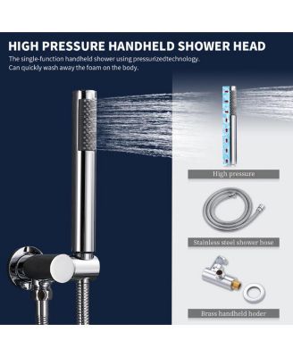 Wall-Mounted Shower Faucet Combo Set Rainfall Shower Head & Handheld