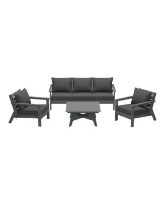 Outdoor 6-Piece Gray Modular Sectional Patio Furniture Sofa Set