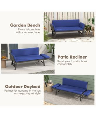Outdoor Convertible Sofa Daybed with Adjustable Armrests for Balcony