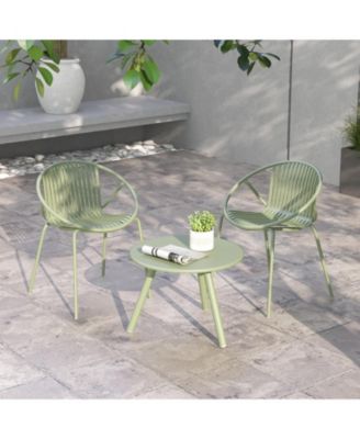 All Weather PP Patio Conversation Set with Round table and 2 Chairs