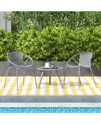 All Weather PP Patio Conversation Set with Round table and 2 Chairs