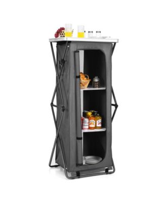 Folding Camping Storage Cabinet with 3 Shelves and Carry Bag-XL