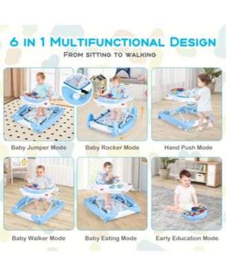 6 in 1 Foldable Baby Walker with Adjustable Height