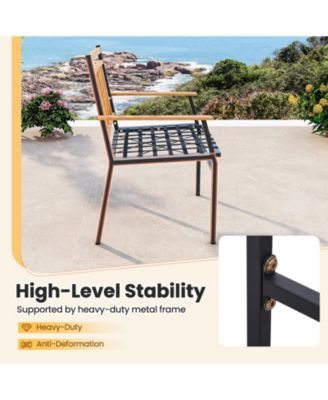 3 Pieces Outdoor Furniture Set Acacia Wood Patio Conversation Set with Cushions