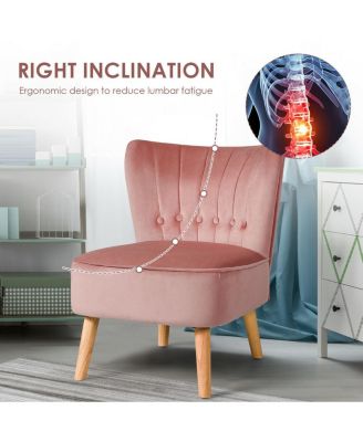 Armless Accent Chair Tufted Velvet Leisure Chair