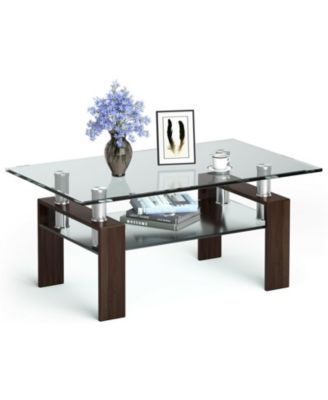 Rectangle Glass Table with Metal Legs