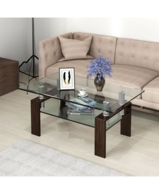 Rectangle Glass Table with Metal Legs