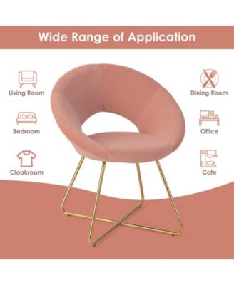 Modern Velvet Accent Chair Vanity Chair with Metal Legs-2 Pieces