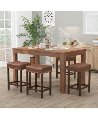 24 Inch Upholstered PU Leather Bar Stools Set of 2