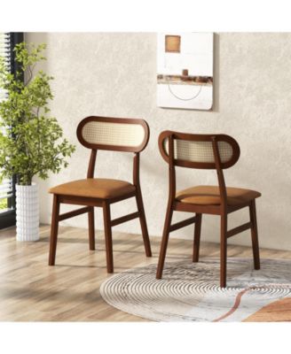 Indoor Mid Century Wood Dining Chairs Set of 2 for Dining Room