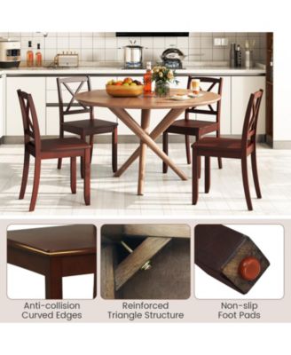 Wood Dining Chair Set of 2 with Rubber Wood Legs and Curved Backrest