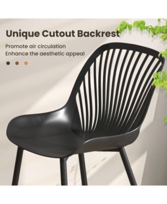 Modern Kitchen Chairs with Metal Legs Cutout Backrest Curved Seat for Dining Room Home Office