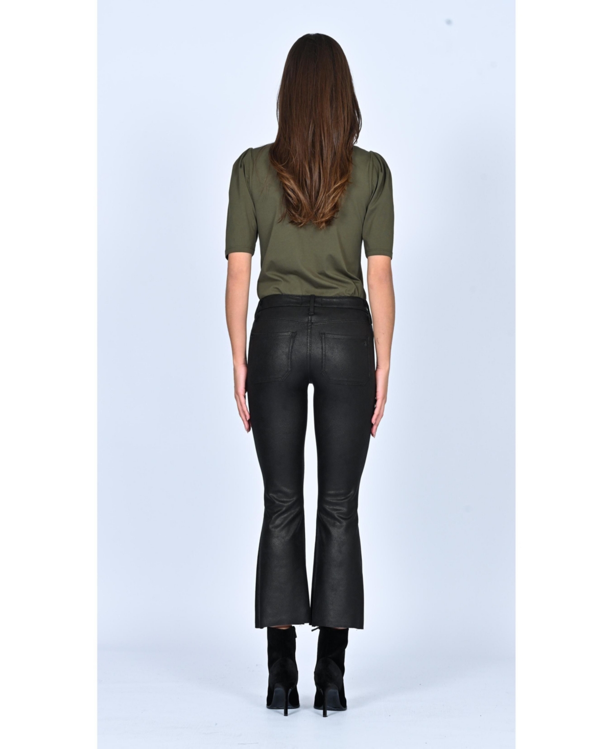 Orchid Denim Women's Angelina Patch Pocket Crop Flare Jean - Black