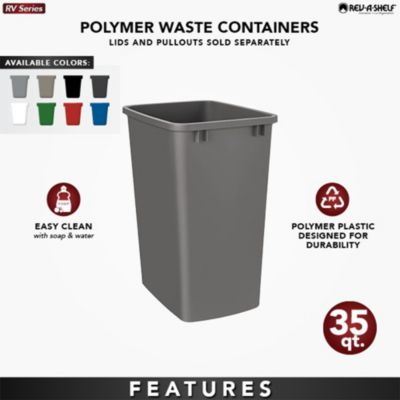 Polymer Replacement 35 qt. Trash Bin, Gray, 2 Pack, RV-35-13-2