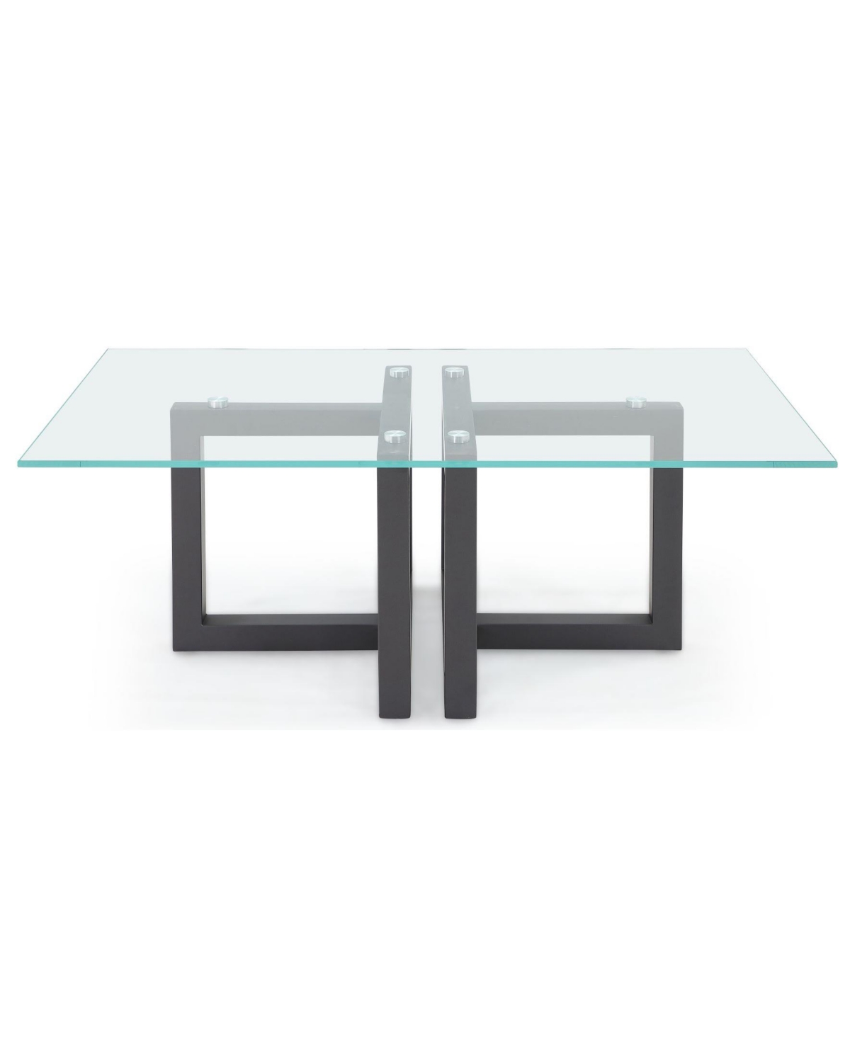 Macy's Emila 48" Rectangle Glass Mix And Match Coffee Table In Clear Glass,gunmetal
