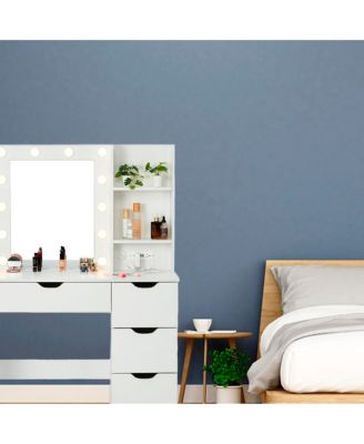 Makeup Vanity with Drawers, Vanity Desk with Mirror and Lights in 3 Colors