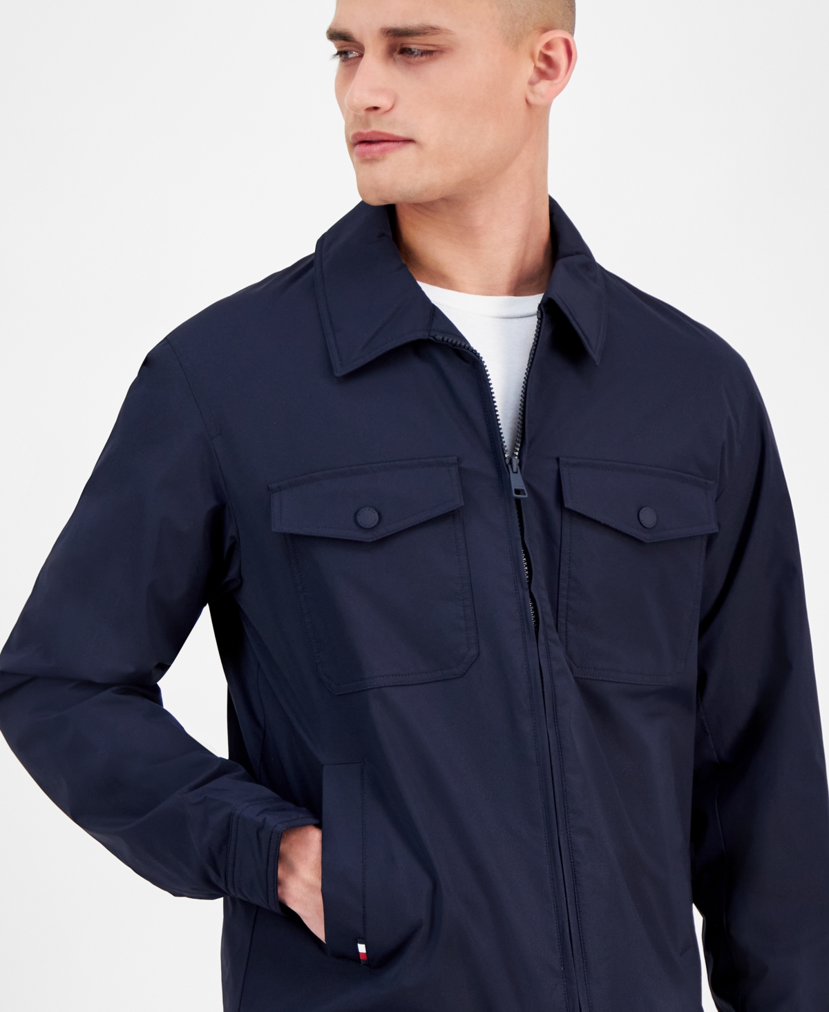 Tommy Hilfiger Men's Padded Shirt Jacket In Desert Sky
