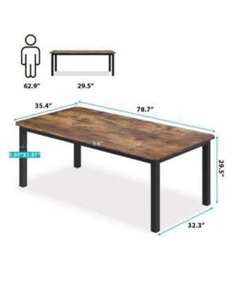 Industrial Dining Table for 68 People,78.7" Long Kitchen Table, Wood Dining Table, Kitchen & Dining Room Table,Rectangle Dining Room Table for 6 Perfect for Dinner Or Meeting-Brown(Table Only)