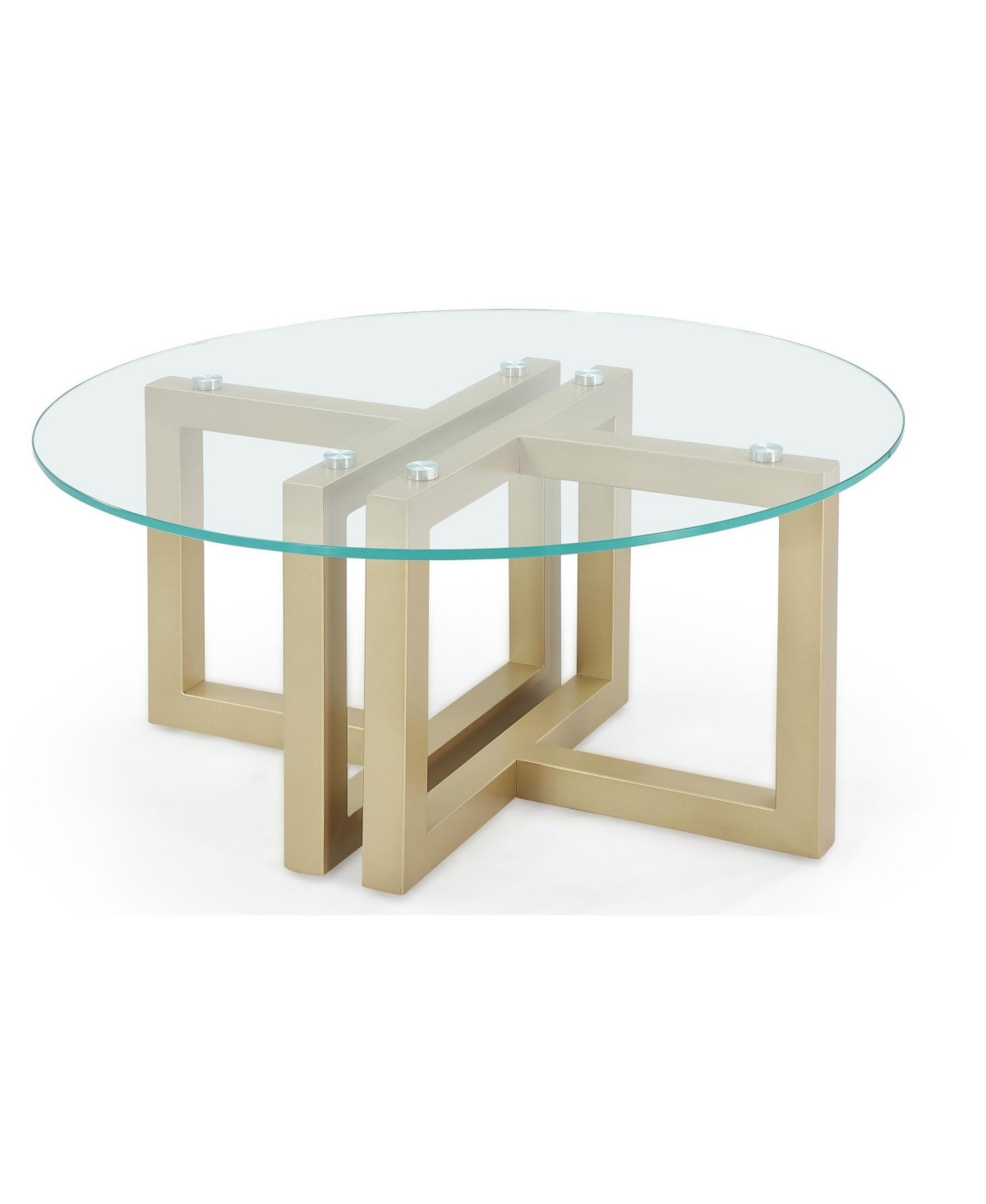 Shop Macy's Emila 38" Round Glass Mix And Match Coffee Table In Clear Glass,champagne