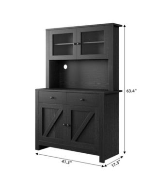 Kitchen Pantry Cabinet with Microwave Stand, Freestanding Hutch with Drawers, Doors & Adjustable Shelves, Buffet Cabinet with Storage, Food Pantry for Kitchen, Dining Room