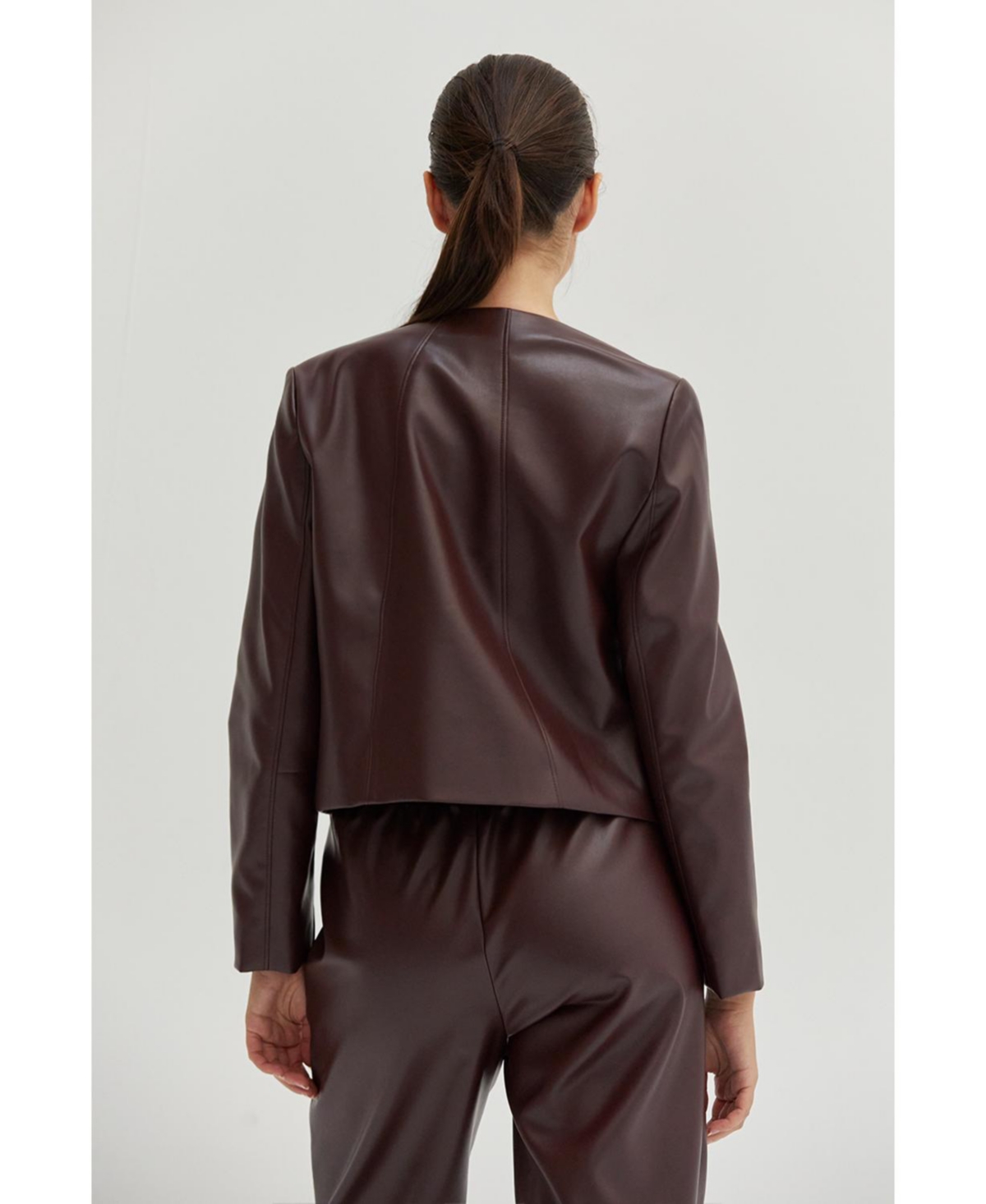 Crescent Women's Georgina Faux Leather Jacket - Dark red + cabernet