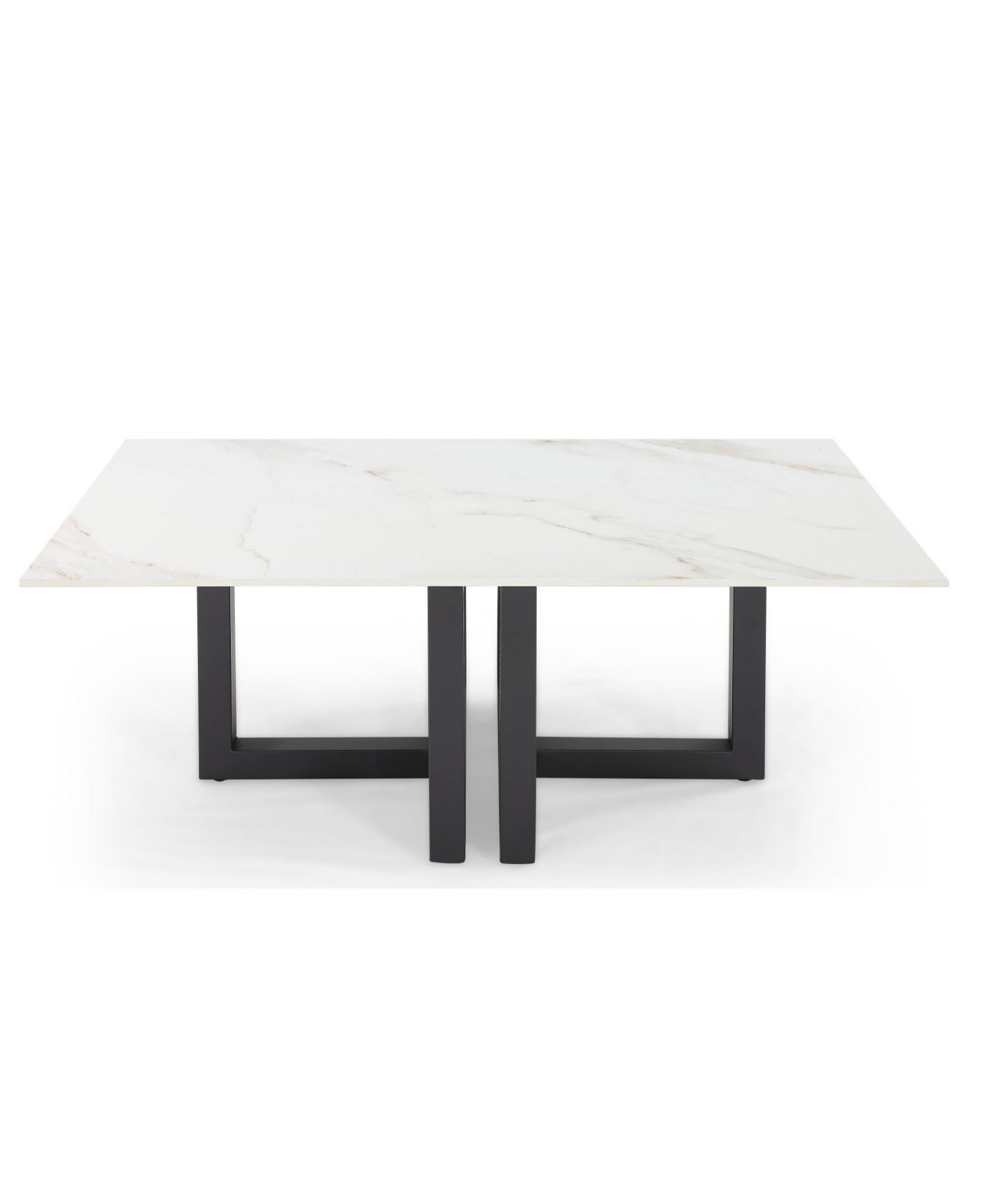 Macy's Emila 48" Rectangle Sintered Stone Mix And Match Coffee Table In White Sintered Stone,gunmetal