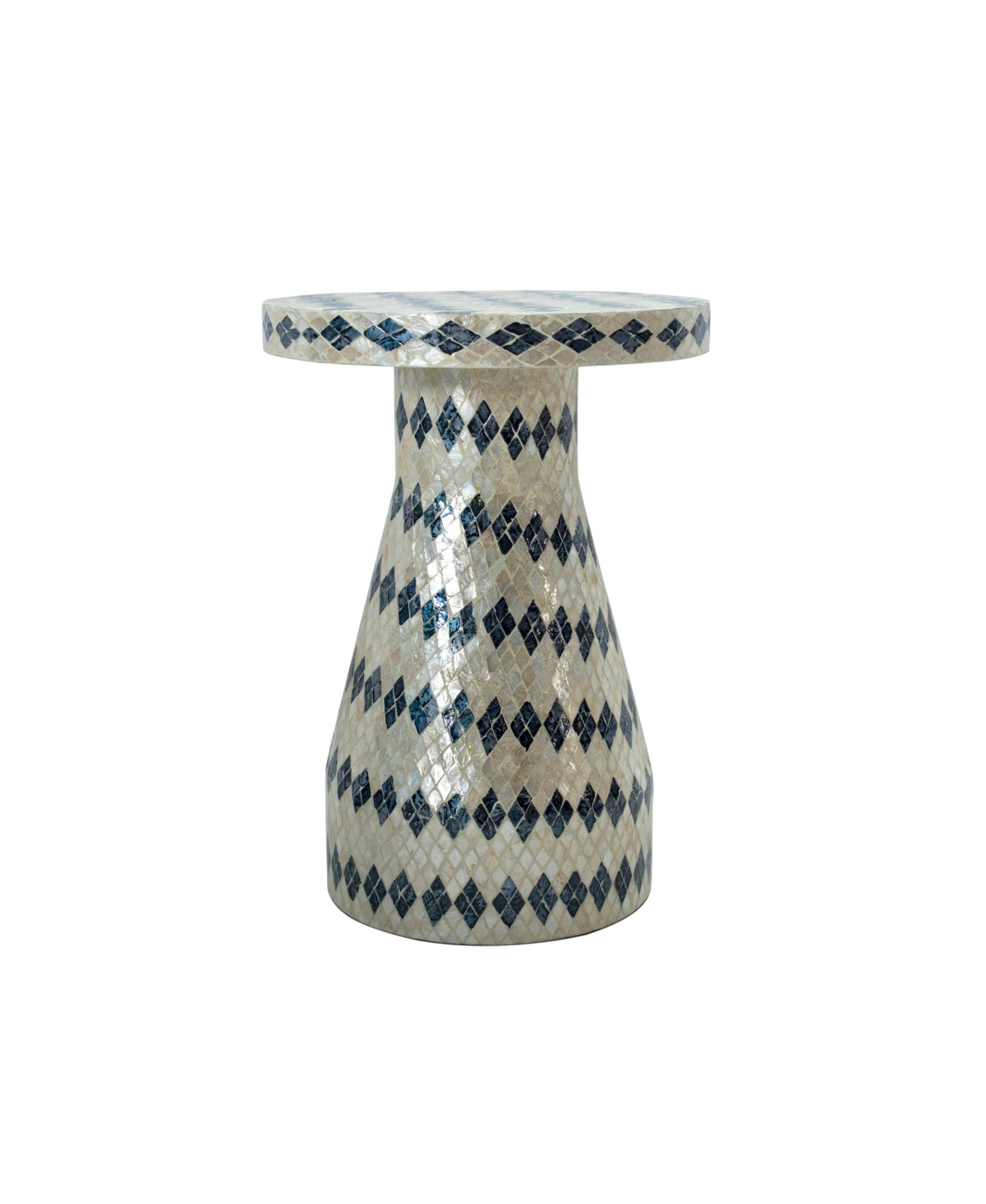 Tov Furniture 18" Wood And Shell Side Table In Blue And Cream
